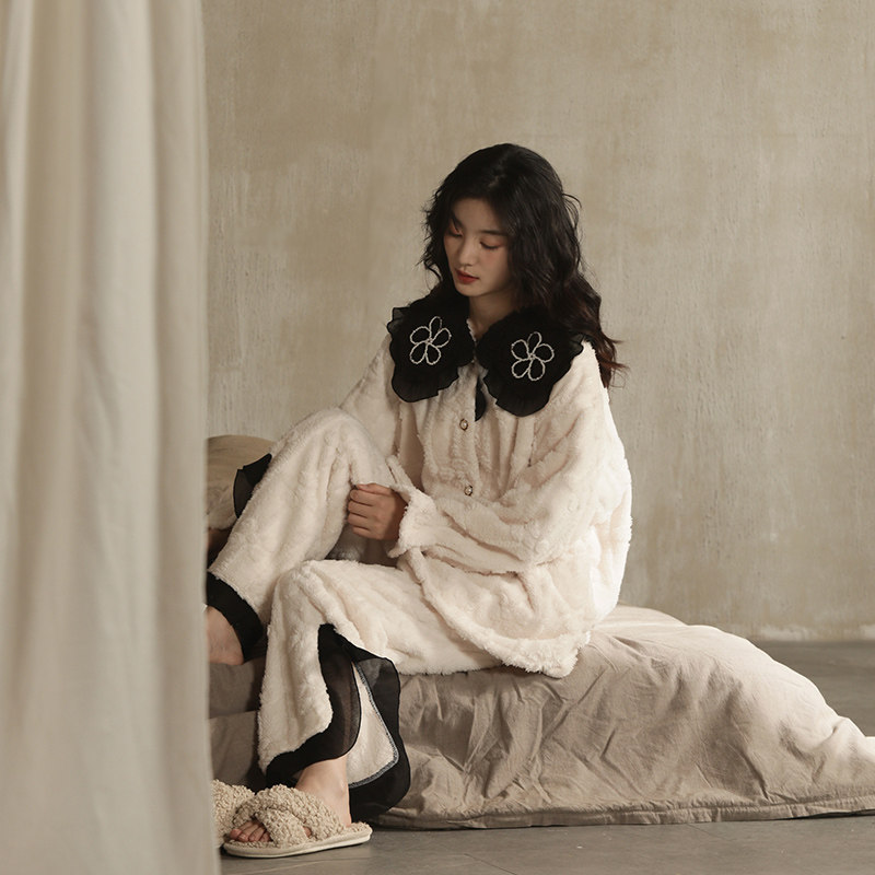 珊瑚绒睡衣女秋冬季加绒保暖加厚家居服2022年新款女士可外穿套装,女士内衣/男士内衣/家居服,睡衣/家居服套装,淘宝优惠券,粉丝福利购,淘宝优惠卷