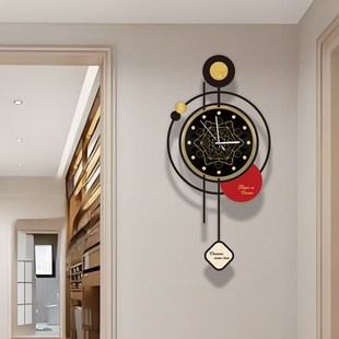 创意大气家用墙上时钟网红现代简约石英钟灯 钟表挂钟客厅2024新款