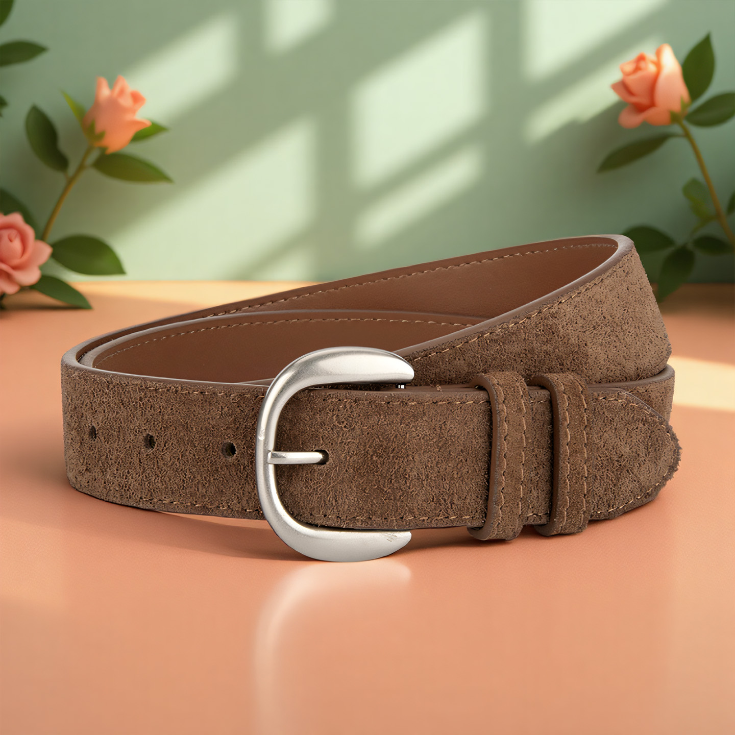 复古小众磨砂绒面高级牛皮腰带女士轻奢百搭连衣裙裤带真皮女皮带