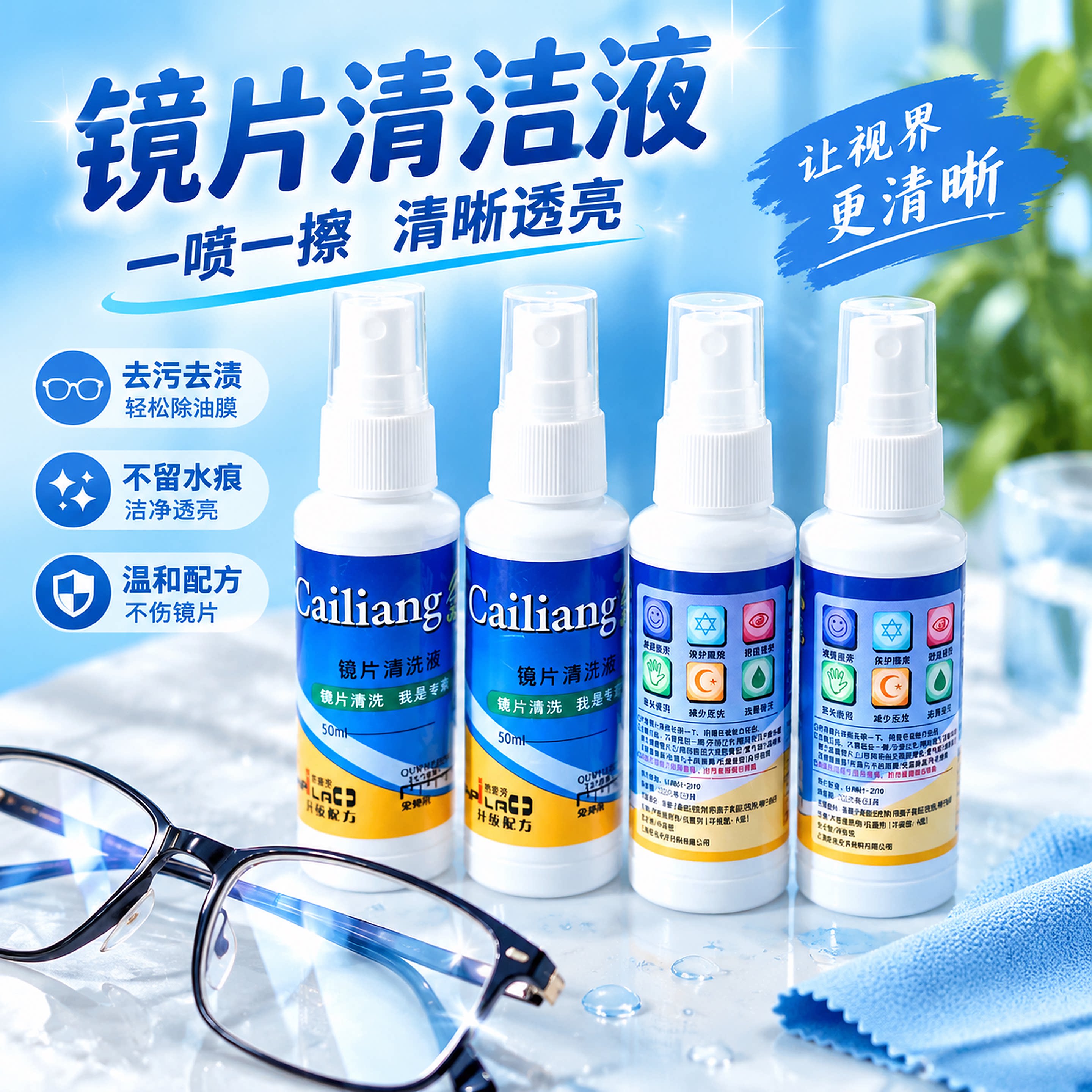 镜片清洗液眼镜水清洗液喷雾清洁剂专用眼睛镜片去污渍屏幕护理液