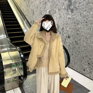 2025年春季新休闲时尚保暖短款加绒机车外套女8062