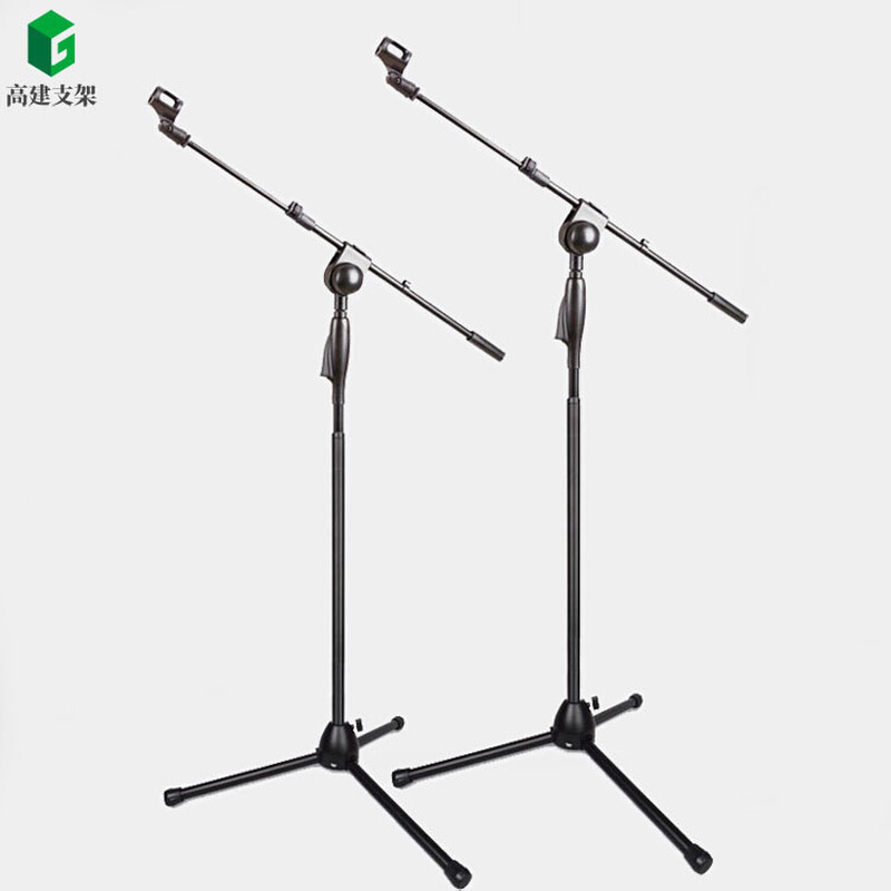 麦克风落地支架按压式调节升降加重加厚户外舞台话筒直播支架