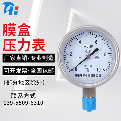 厂家隔膜耐震压力表轴/径 不锈钢膜盒压力表 螺纹/法兰耐震压力表