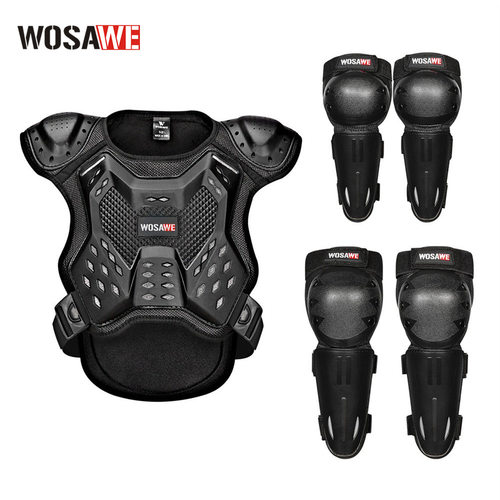 WOSAWE户外运动儿童骑行单车滑板滑轮护甲衣护胸护背护膝护肘套装