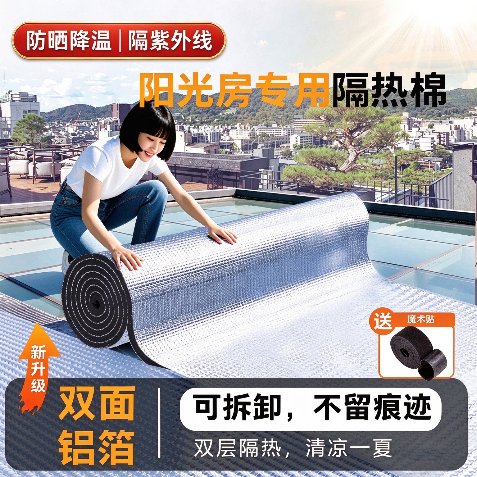 隔热膜屋顶防晒双面铝箔遮阳铝膜板阳光房隔热保温材料耐高温防冻