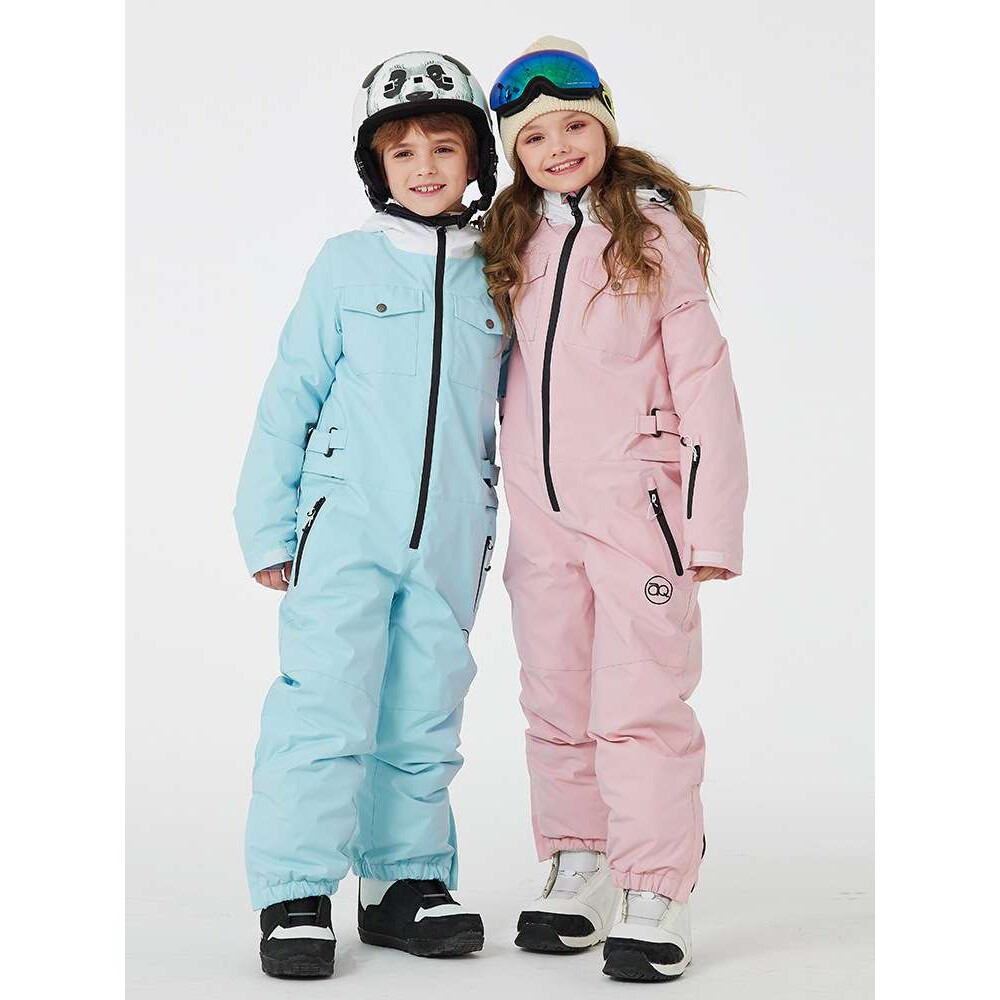 儿童滑雪服男童女童冬季户外防水保暖加厚单板双板儿童连体滑雪服
