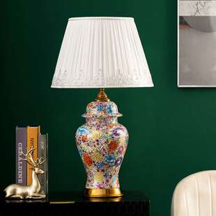 新中试客厅卧室酒店床头台灯摆件陶瓷花瓶装饰灯床头柜夜灯可调光