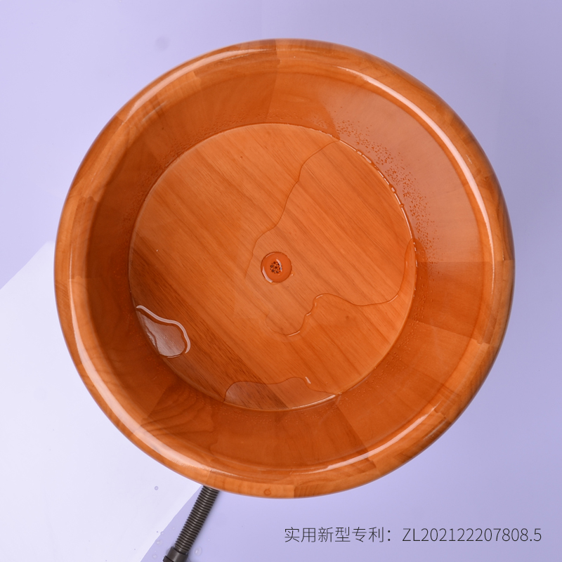 泡脚木桶带排水带滑轮家用按摩桶木质盆过小腿足疗足浴洗脚橡木盆