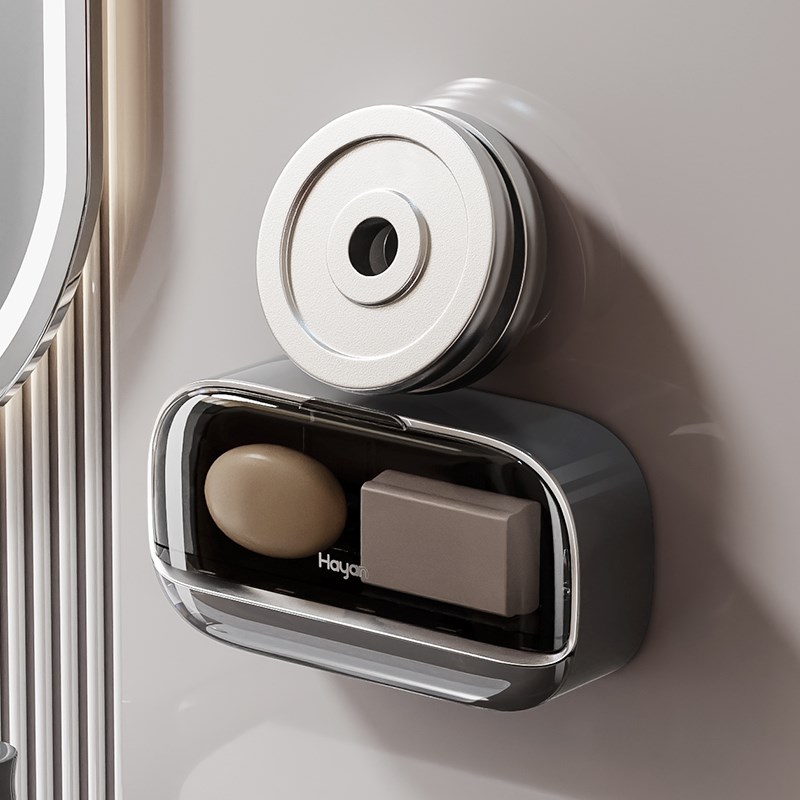 eceju壁挂式肥皂盒免打孔沥水卫生间轻奢置物盒新款香皂盒