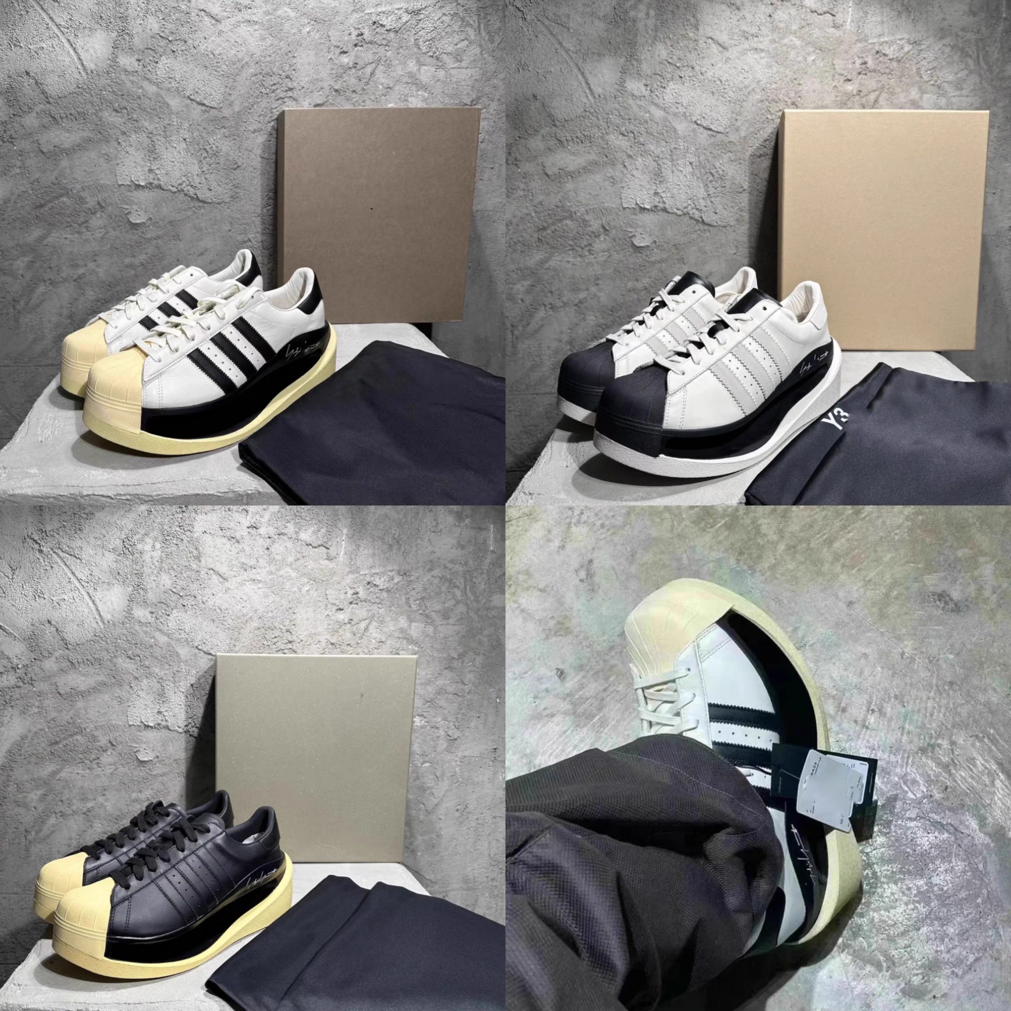 Y3联名合作款贝壳头镂空真皮小白鞋增高厚底板鞋男女休闲运动潮鞋