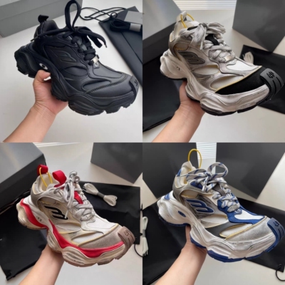 巴黎风走秀款cargo真皮做旧复古老爹鞋男女厚底增高时尚休闲潮鞋