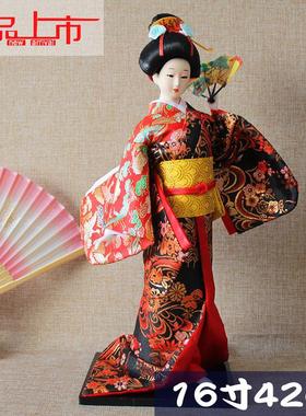 42CM日本艺妓人偶 烧肉烧鸟 烤肉料理店餐厅装修装饰品和服大摆件