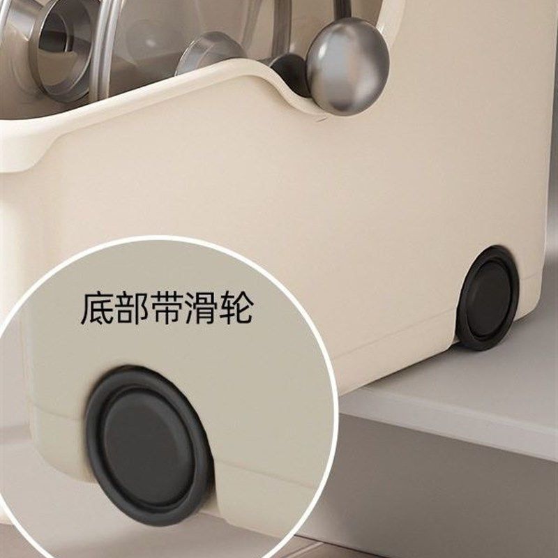 精选【4个装】厨房橱柜收纳盒带滑轮桌面厨具盖子整理杂物置物收,厨房/烹饪用具,调料置物架,淘宝优惠券,粉丝福利购,淘宝优惠卷