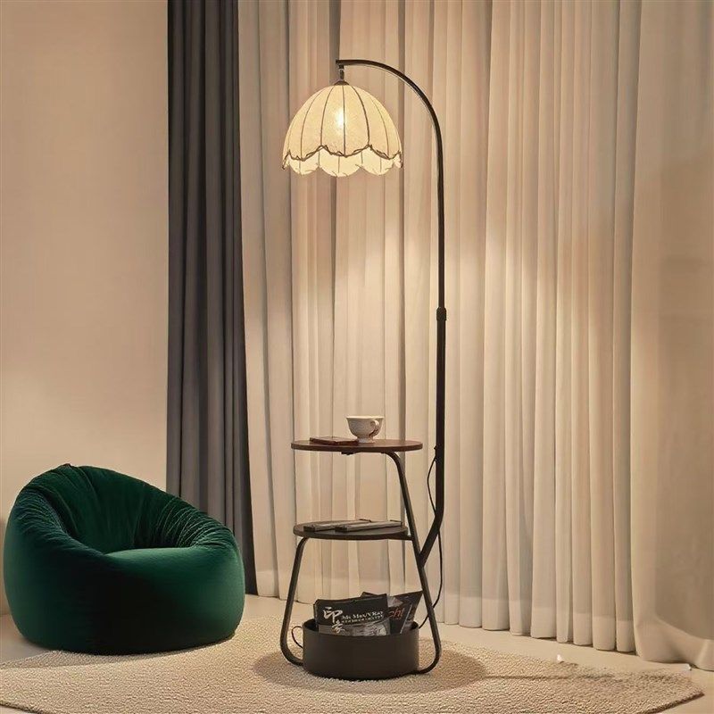 精选HOWNICE中古风落地灯复古氛围客厅沙发茶几置物卧室床头多功