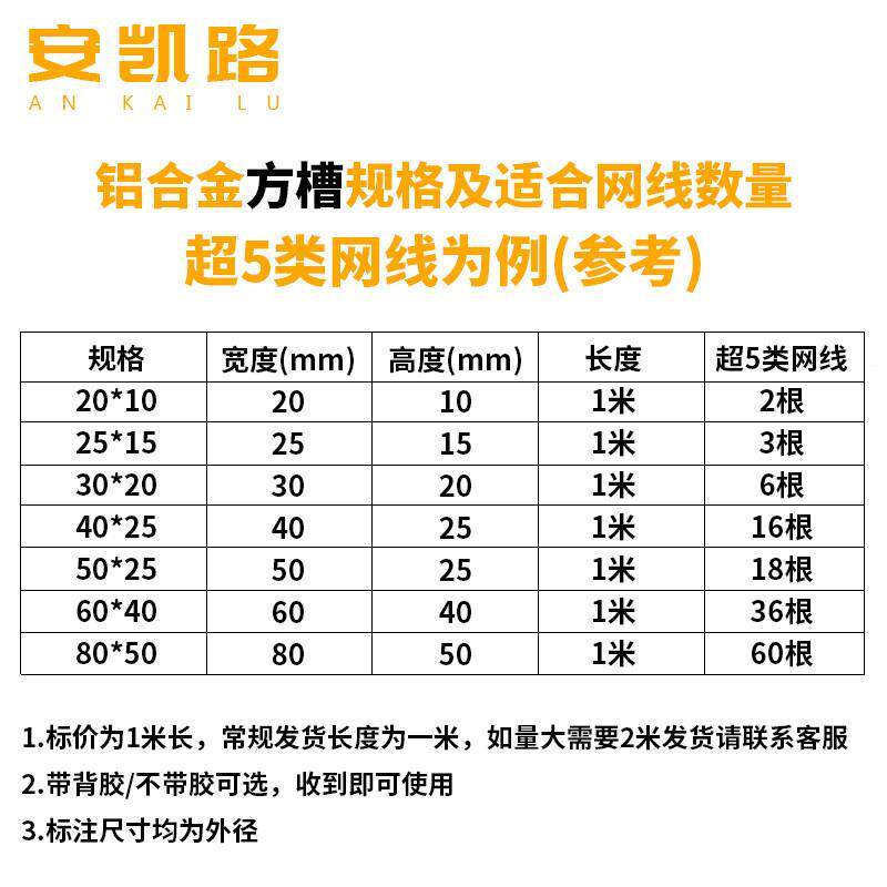 安凯路 铝合金线槽 明装 网线电线管耐踩穿线地线板走线方槽 铝合