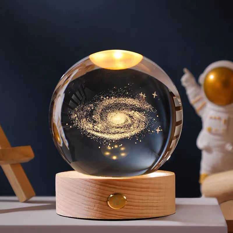 发光水晶球摆件星空桌面小夜灯创意玻璃球装饰品生日礼物女孩毕业