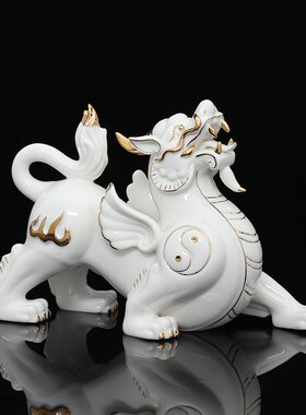 精选陶瓷貔貅摆件一对招财镇宅风水客厅家居办公室装饰开业送礼工