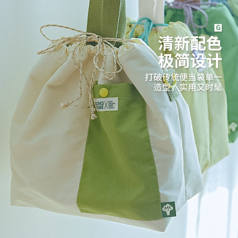 上班族洋气提饭包高级感便当包饭盒包斜挎束口抽绳便当袋女士手提