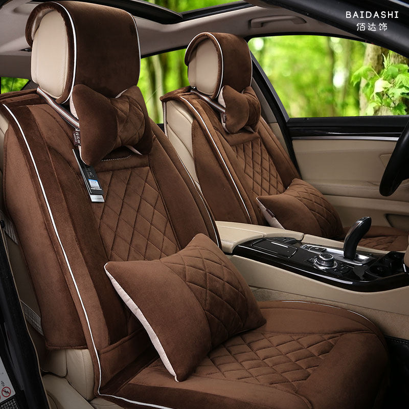 全包汽车座垫秋冬季短毛绒新款坐垫套加厚通用车垫羽绒棉垫毛垫