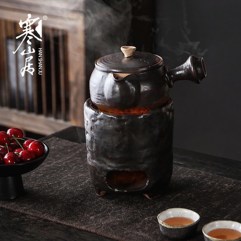 寒山居侧把煮茶壶手工陶瓷耐热烧水壶普洱花果茶煎药炭火炉急须壶