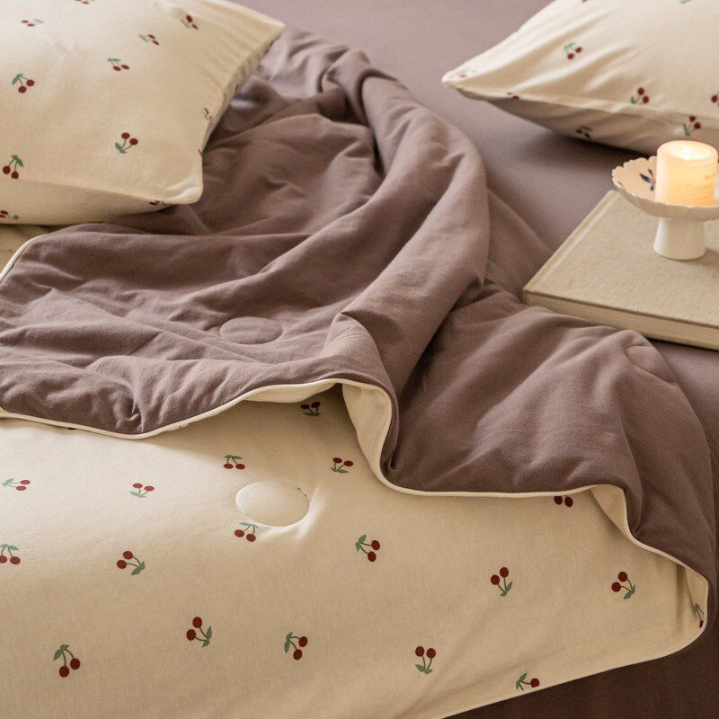 A类全棉天竺棉夏凉被四件套针织棉空调被可机洗纯棉夏被被子被芯