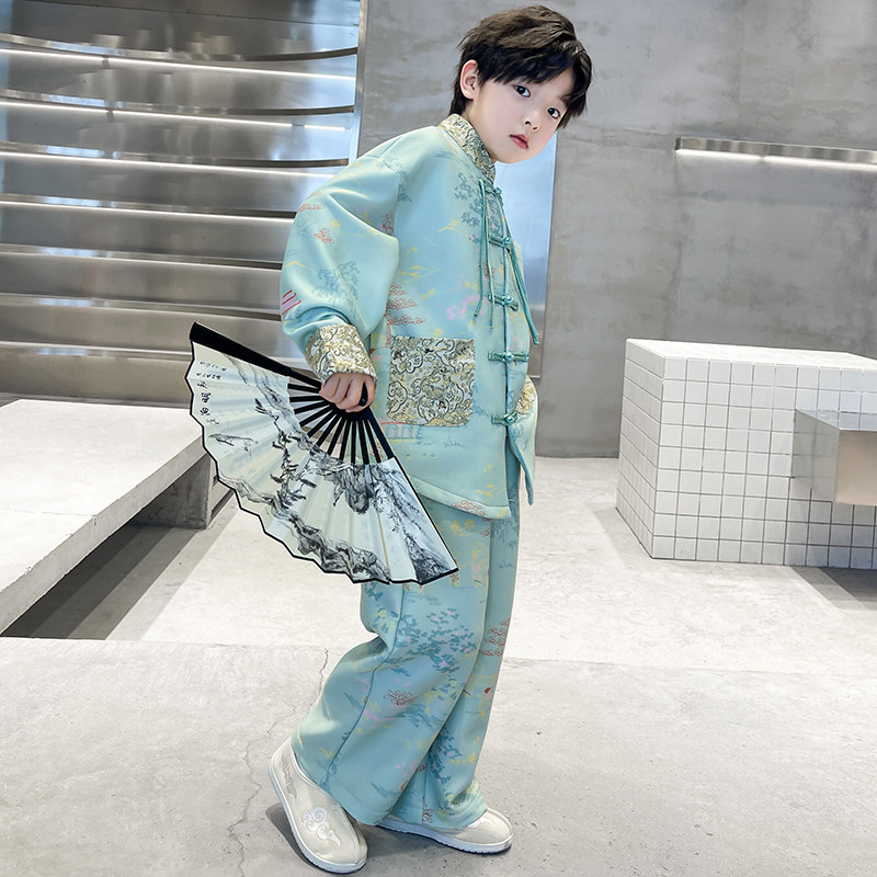 儿童装男童汉服套装春装2024新款春秋款古风大童唐装男孩中式国风