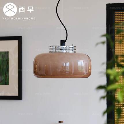 西早新款中古包豪斯复古餐厅灯吊灯法式奶油设计师餐桌岛台吧台灯