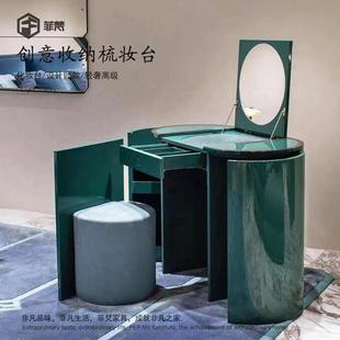 轻奢梳妆台带镜实木现代设计师别墅豪宅小户型卧室收纳柜化妆台桌