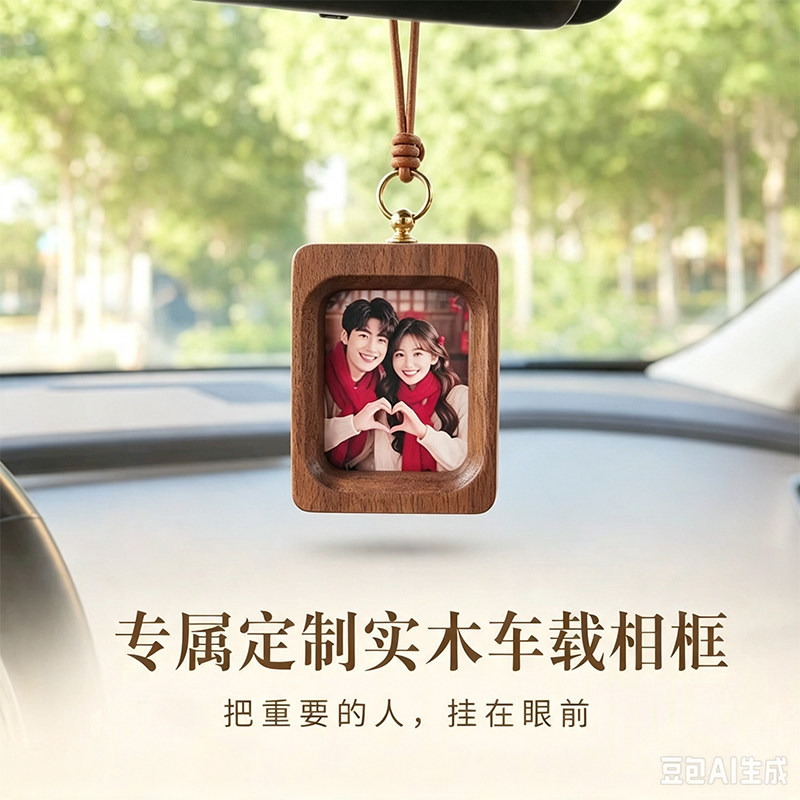 进口北美黑胡桃车载吊坠框双面设车挂