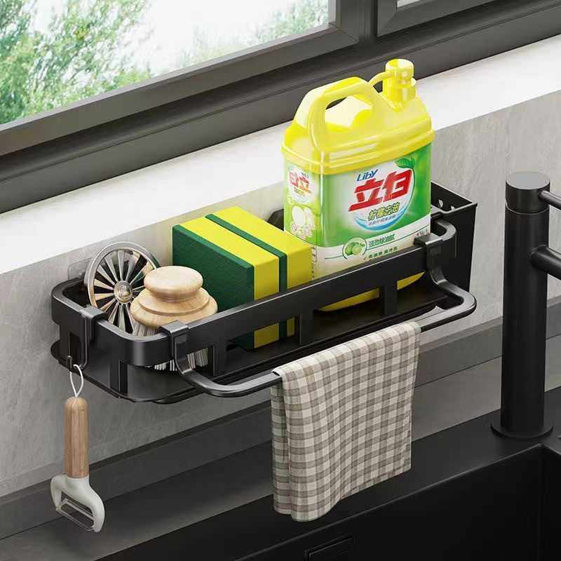 厨房家用水槽多功能沥水免打孔壁挂式挂钩抹布清洁用具置物收纳架,厨房/烹饪用具,抹布架/厨房清洁收纳架,淘宝优惠券,粉丝福利购,淘宝优惠卷