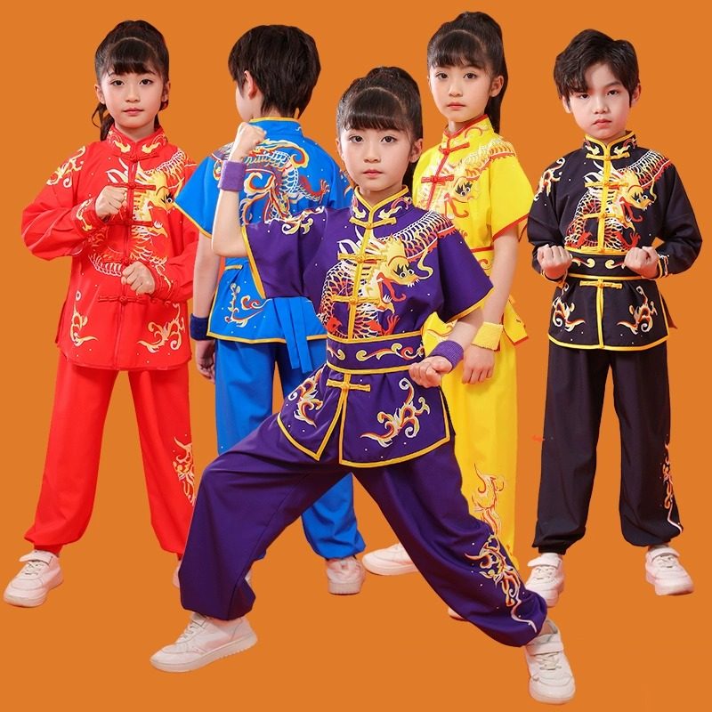 儿童武术练功表演服装舞龙舞狮打鼓服中国功夫武馆训练表演服套装