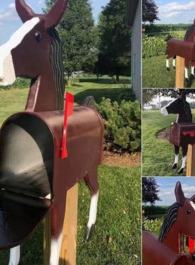 爆款现货Unique Horse Mailbox独特马邮箱动物邮筒花园庭院装饰