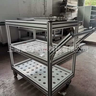 晟力设计定制4040铝材工具车手推车三层物料周转车