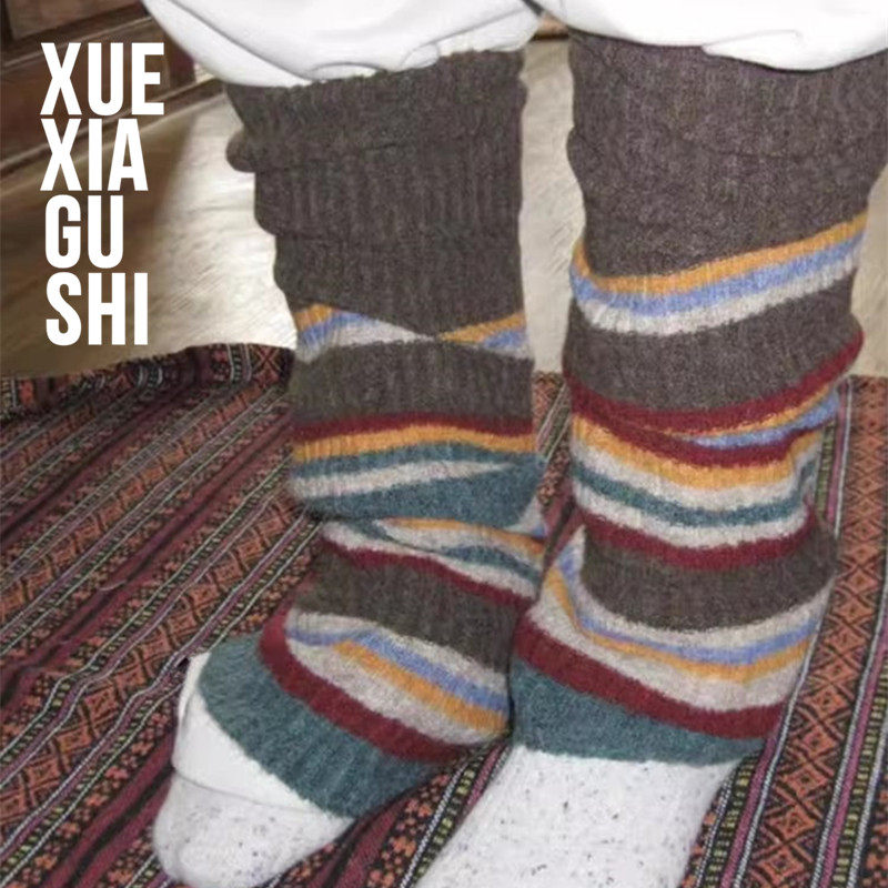 “复古撞色条纹羊毛袜套”【進口机织/造型腿套】堆堆长袜～尖货,女士内衣/男士内衣/家居服,长筒袜,淘宝优惠券,粉丝福利购,淘宝优惠卷