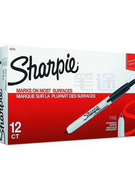 三福Sharpie32701可伸缩按动记号笔 无笔帽记号笔打点标记笔1-2MM