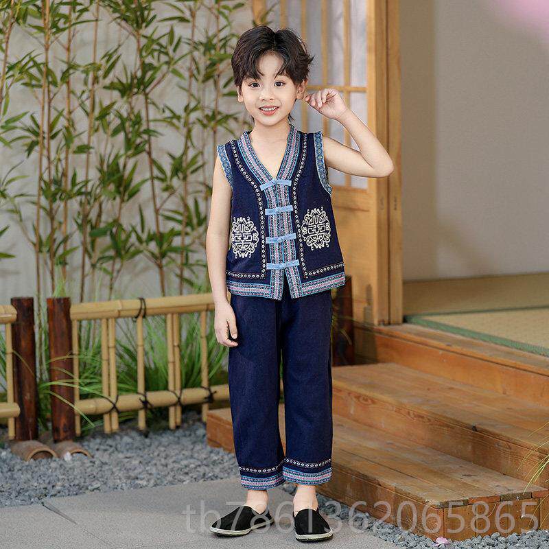 正品3月3日少数民儿族儿民族装童壮族舞蹈男孩汉族女服孩表演服装