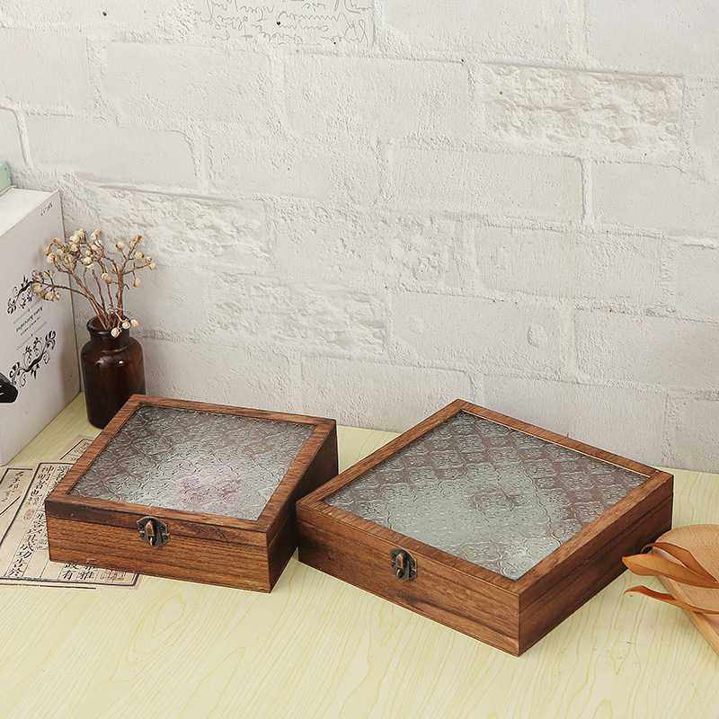 胡桃色方形实木复古小型徽章串珠首饰木盒大容量带盖整理小收纳盒,收纳整理,首饰盒,淘宝优惠券,粉丝福利购,淘宝优惠卷