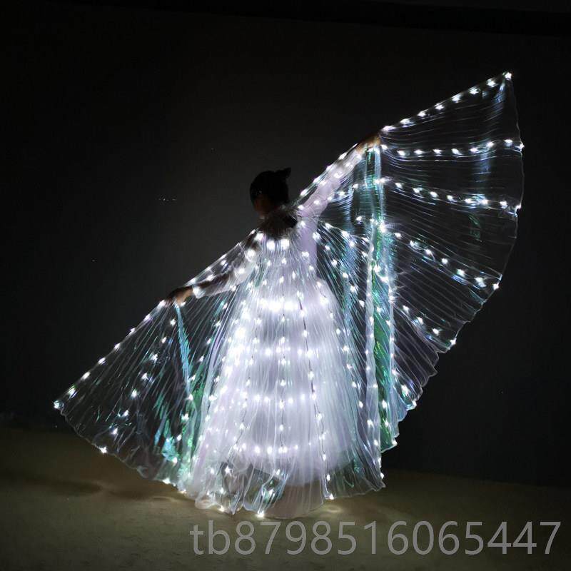 正品雷帝杰LED蹈发光成彩色翅膀肚舞舞人演出服少儿童皮五彩金翅