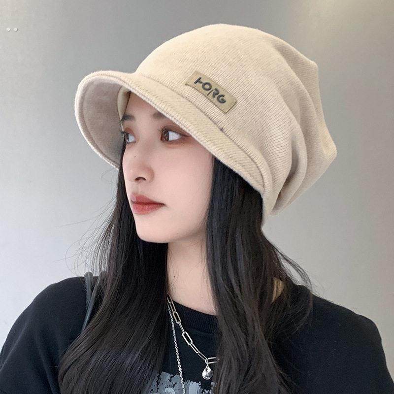 百搭产妇防寒堆堆帽女薄款睡觉保暖针织护耳显脸小透气毛线帽防风