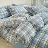 定做日式 水洗棉被套单件229x230x250x220格子纯色加大全棉被罩248