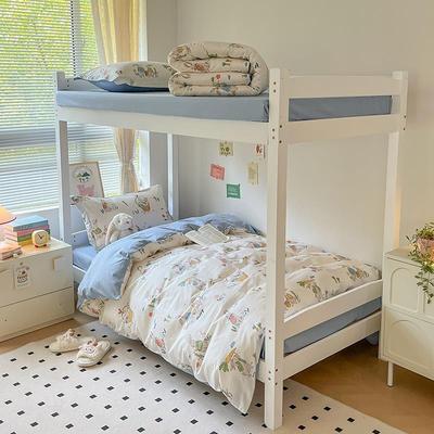 全棉上下床上下铺专用女生单人床学生宿舍床上三件套床笠款90x200
