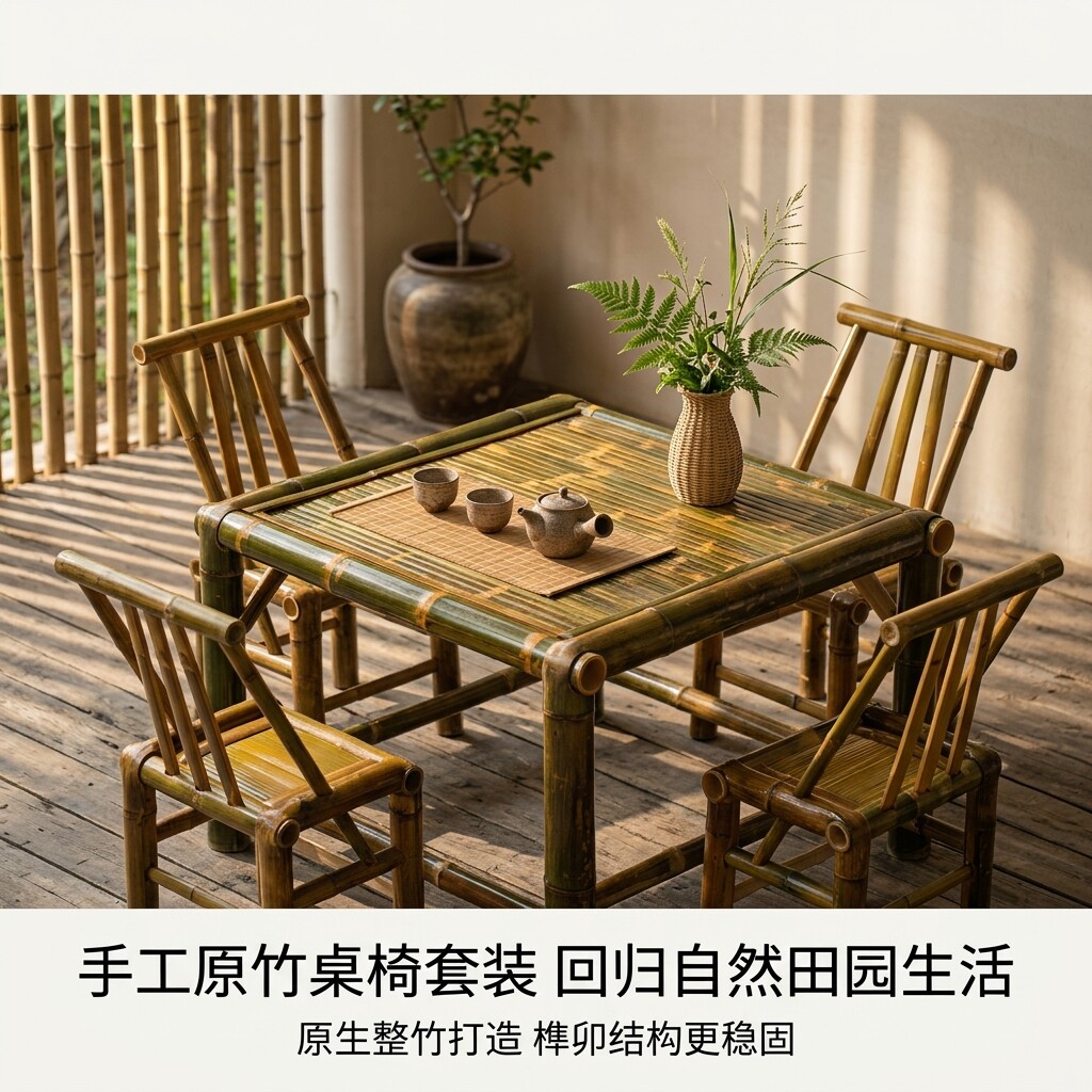 竹子桌椅组合竹桌椅户外桌椅庭院桌椅竹子桌子椅子茶台竹制品家具