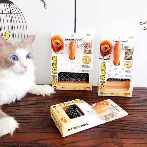 TOMMY&COCO宠物木柄针梳带保护点猫狗梳子开结专业拉毛不锈钢针梳