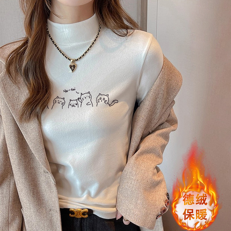 双面德绒加厚T恤女内搭长袖上衣