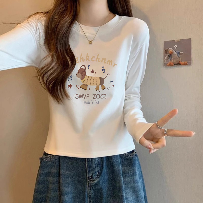 2026秋季新款欧货正肩T恤女装长袖白色修身打底衫内搭短款上衣潮