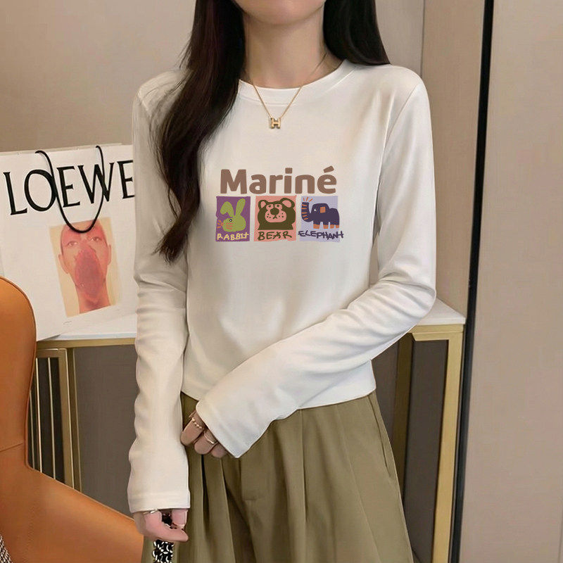 2026早春季新款纯棉长袖t恤女百搭休闲圆领显瘦减龄短款内搭上衣