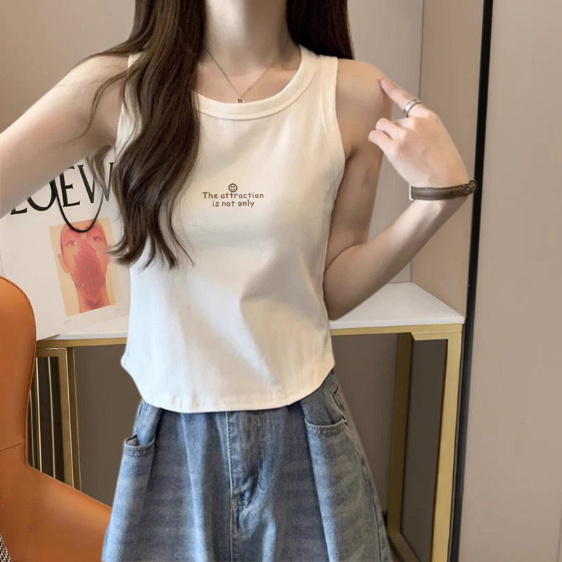 多巴胺穿搭无袖打底衫背心女吊带夏季外穿设计感弧形T恤上衣