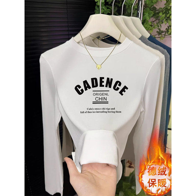 正肩长袖t恤女秋冬新款短款双面德绒打底衫显瘦内搭小个子上衣