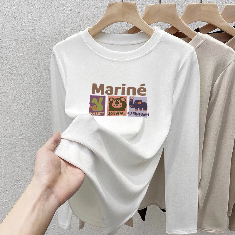 白色纯棉长袖T恤女春秋2026新款减龄洋气短款正肩打底内搭上衣