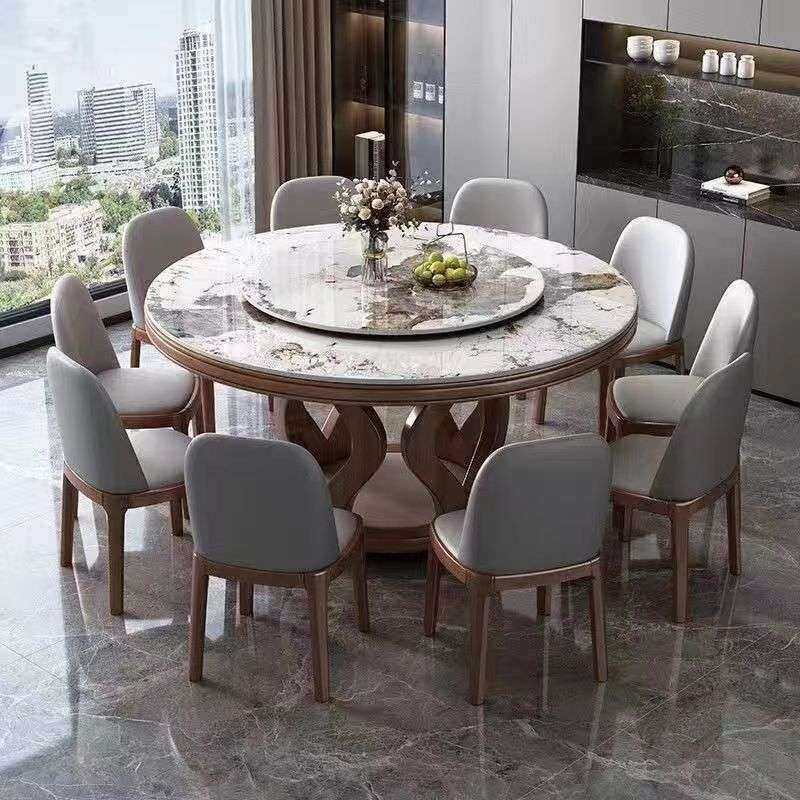 实木高端岩板餐桌椅组合现代简约小户型圆形家用圆桌带转盘饭桌子,电子元器件市场,其它元器件,淘宝优惠券,粉丝福利购,淘宝优惠卷